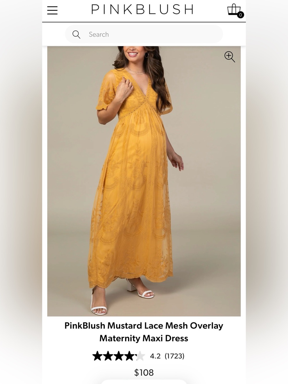 Pinkblush Mustard Lace Overlay Maternity Maxi Dress